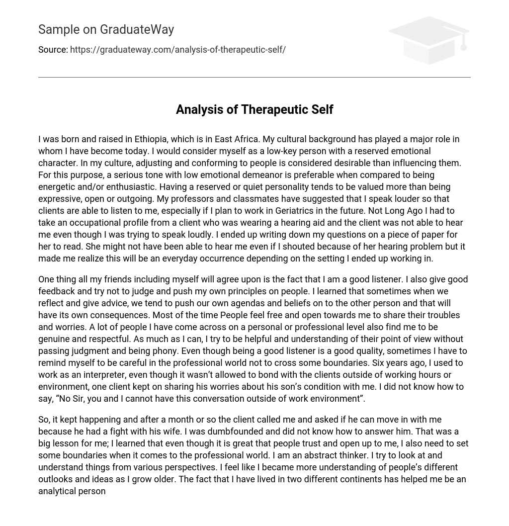 Analysis of Therapeutic Self