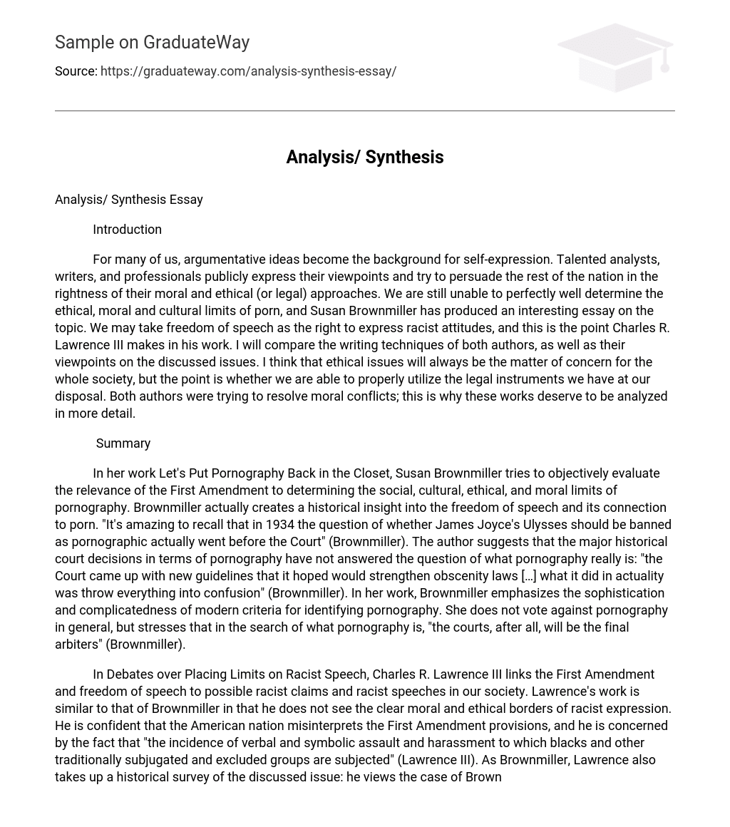 analysis synthesis essay example