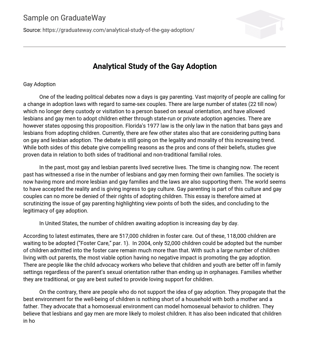 Analytical Study of the Gay Adoption