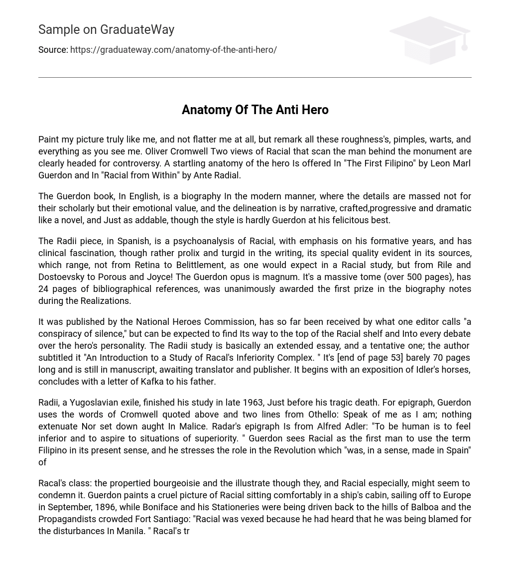 Anatomy Of The Anti Hero Short Summary