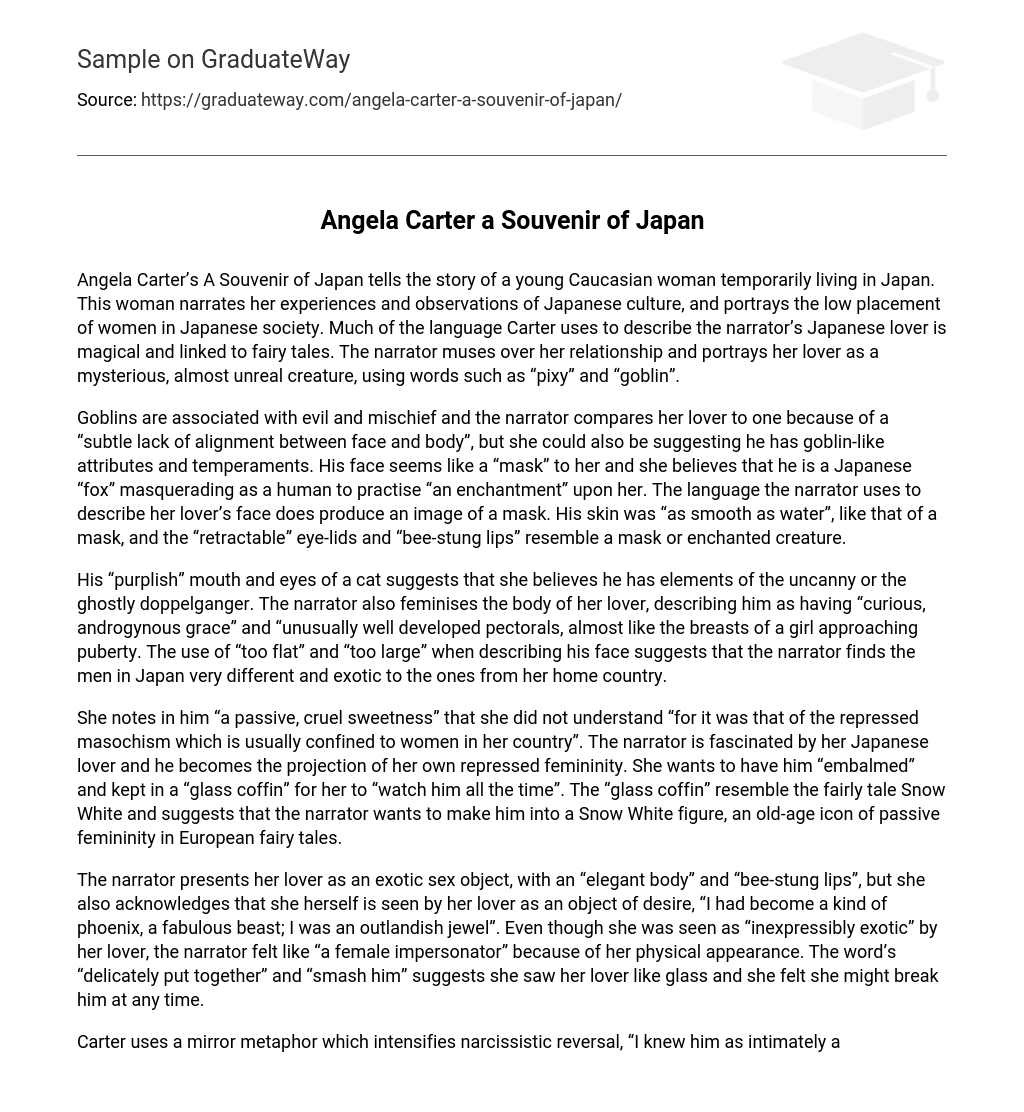 Angela Carter a Souvenir of Japan Short Summary