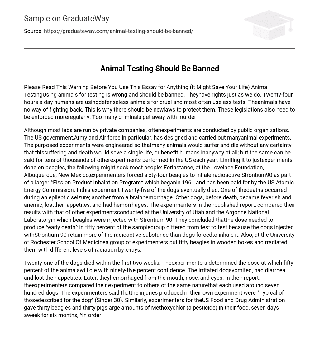 animal testing should be banned essay conclusion