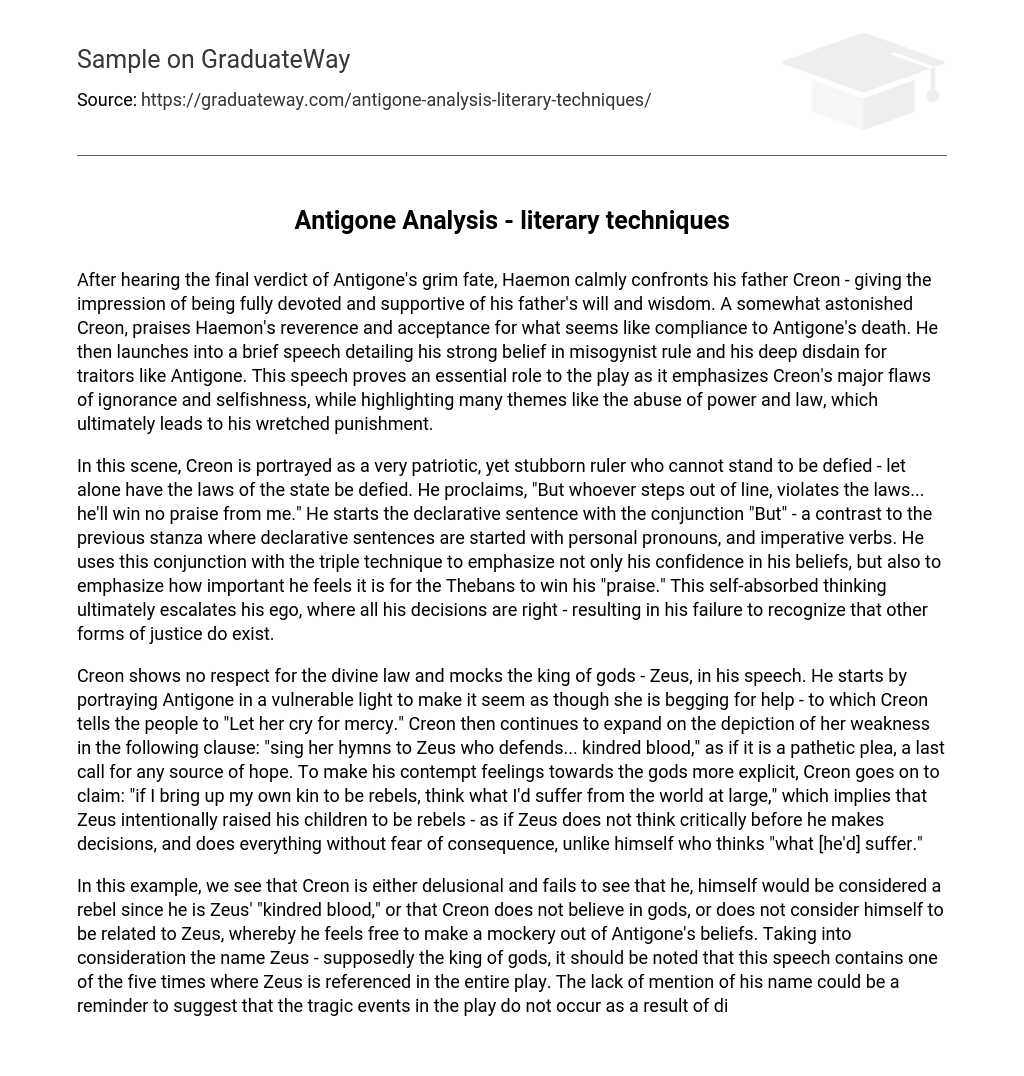 Antigone Analysis – literary techniques