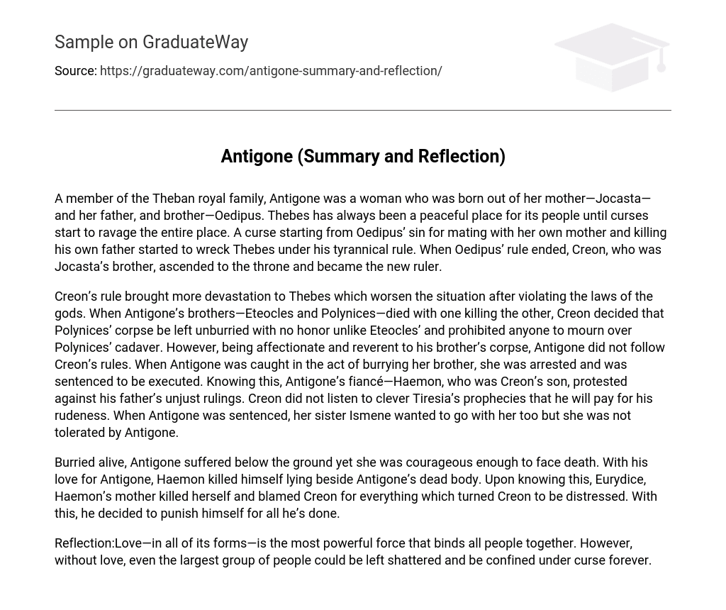 Antigone (Summary and Reflection)