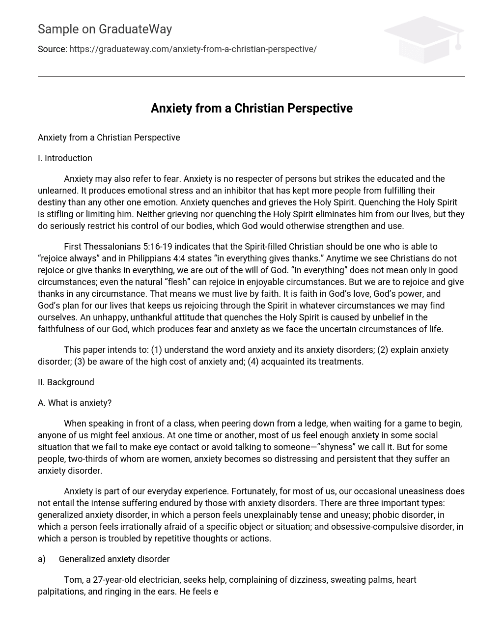 Anxiety from a Christian Perspective
