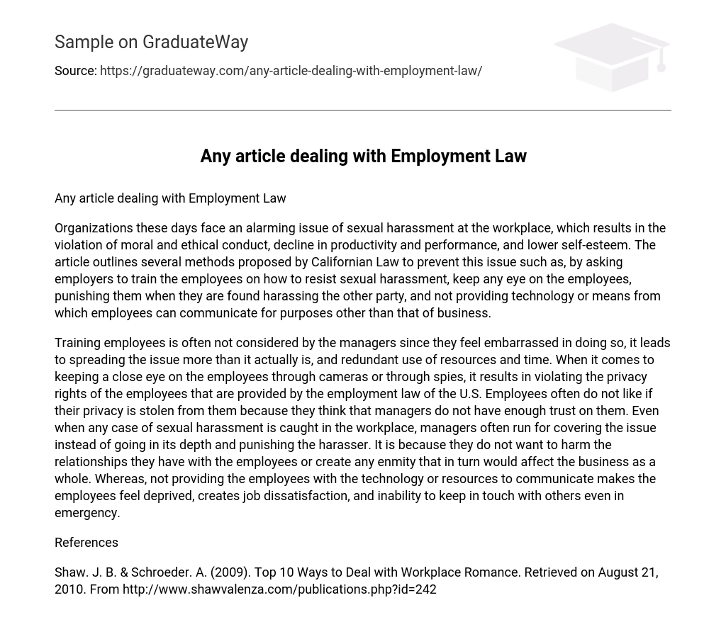 Any article dealing with Employment Law