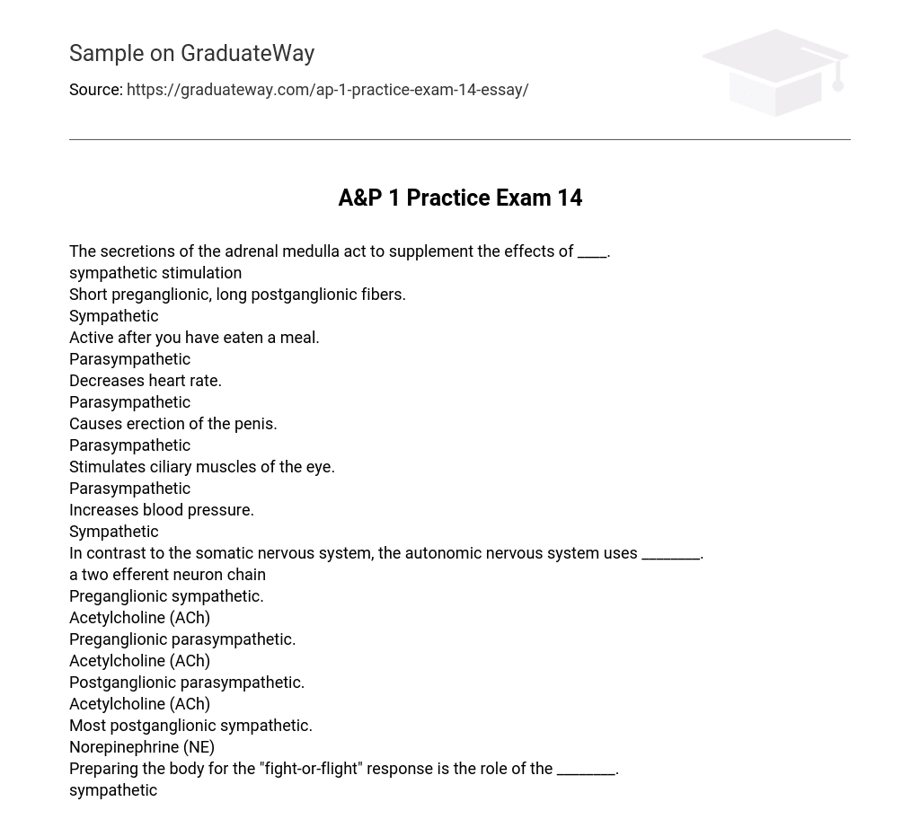 A&P 1 Practice Exam 14