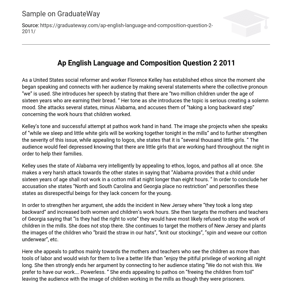 Ap English Language and Composition Question 2 2011
