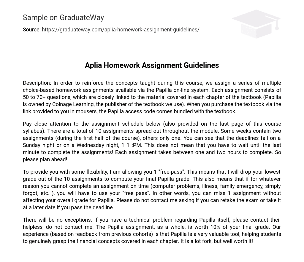 Aplia Homework Assignment Guidelines