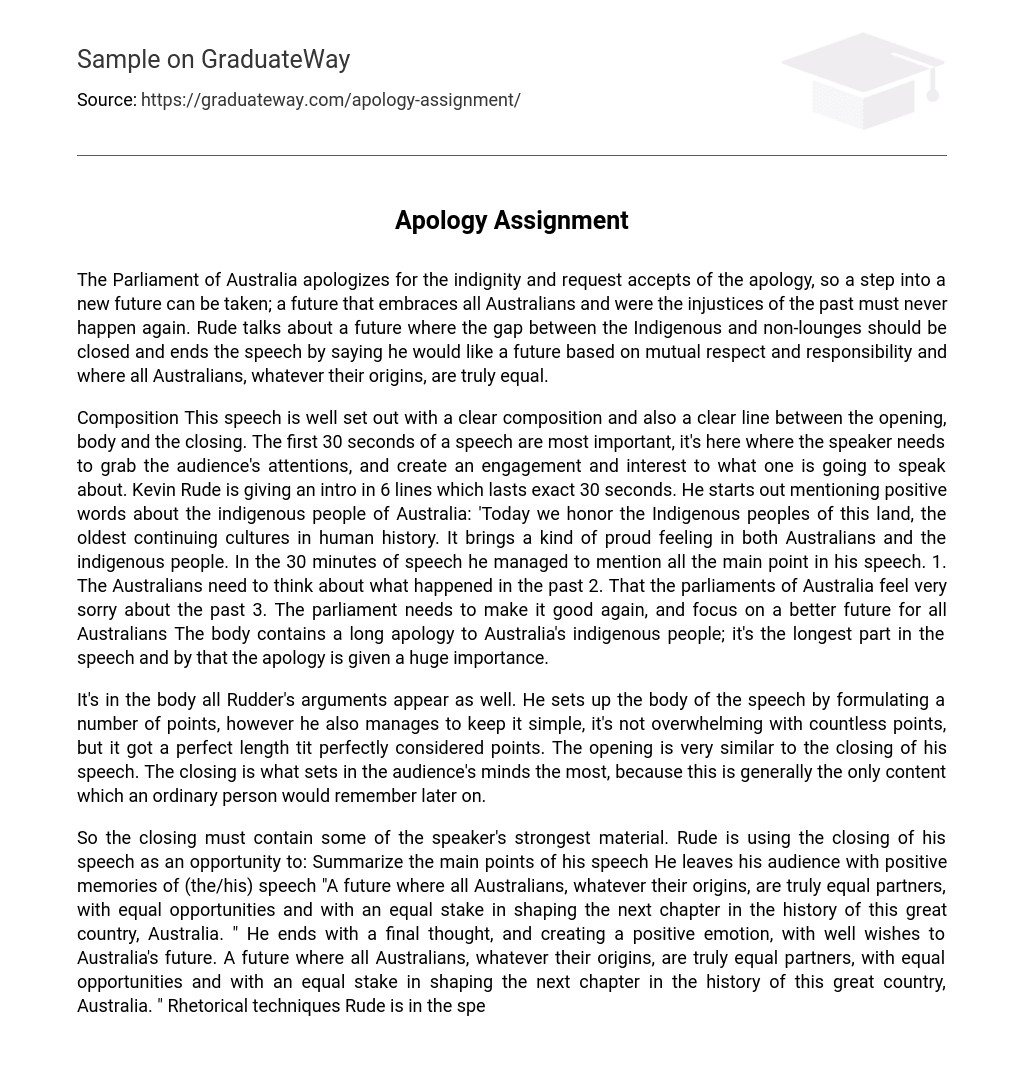 Apology Assignment