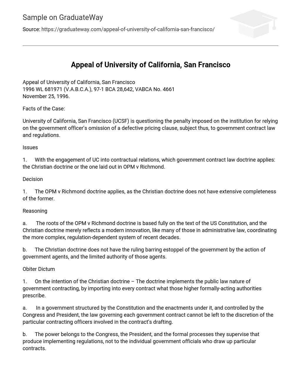 Appeal of University of California, San Francisco