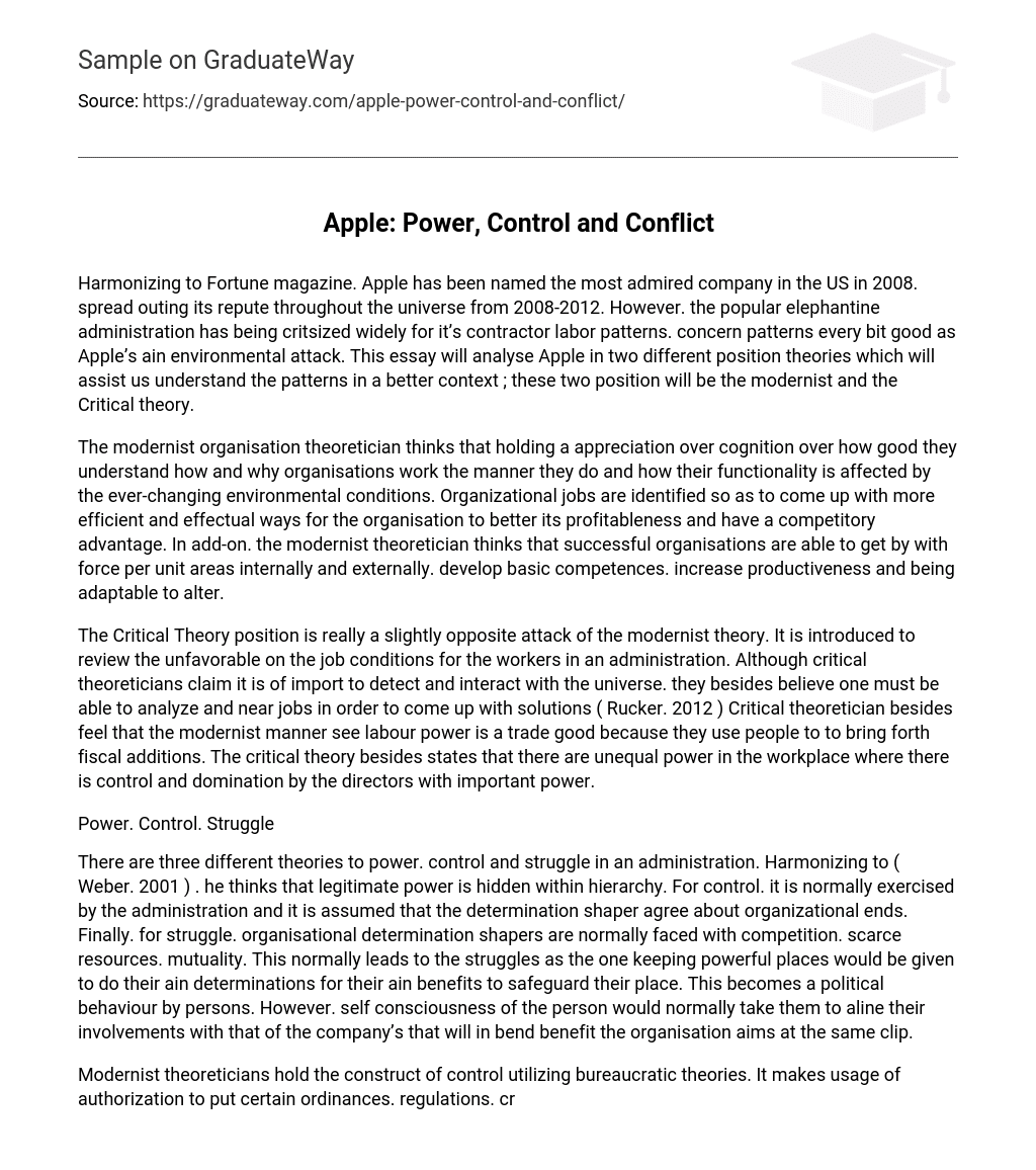 Apple: Power, Control and Conflict