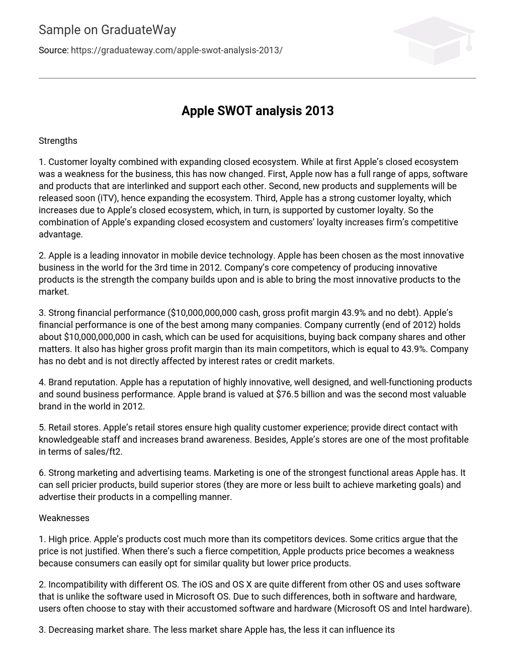 Apple SWOT analysis 2013