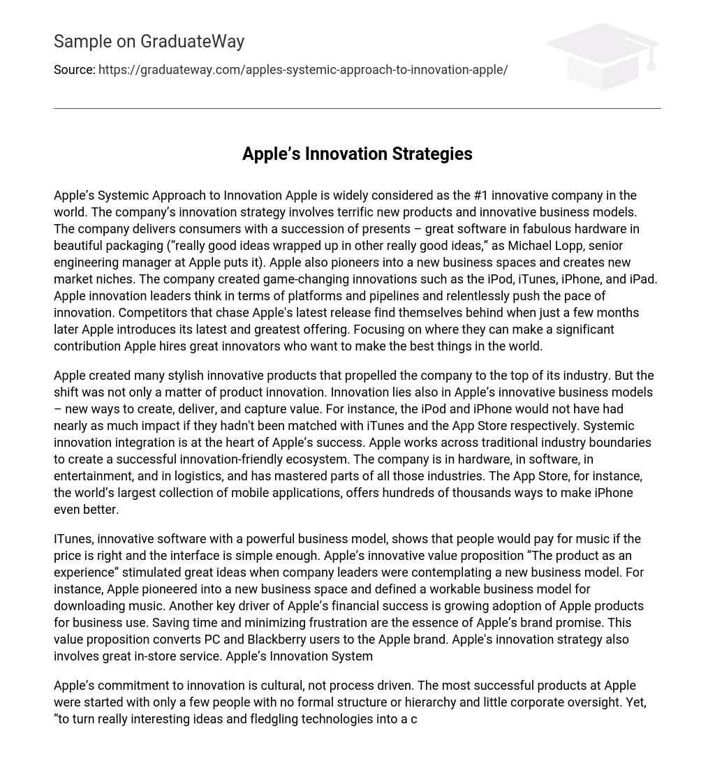  Apple s Innovation Strategies Essay Example GraduateWay