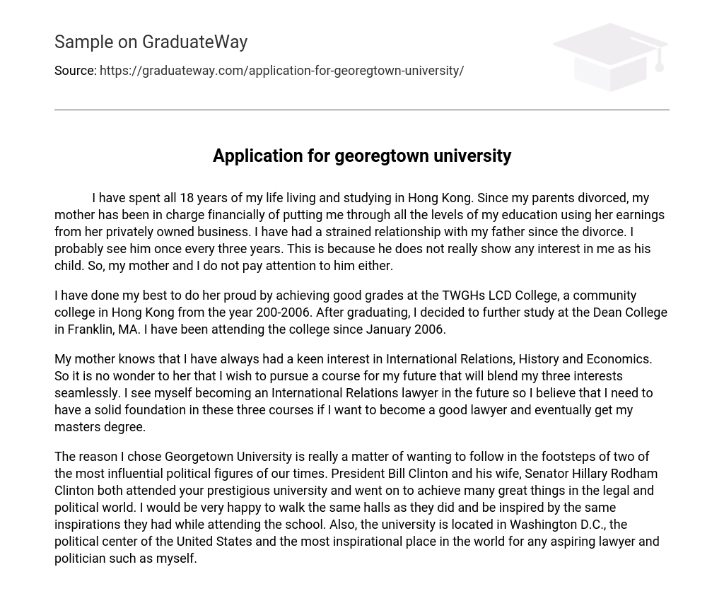 Application for georegtown university