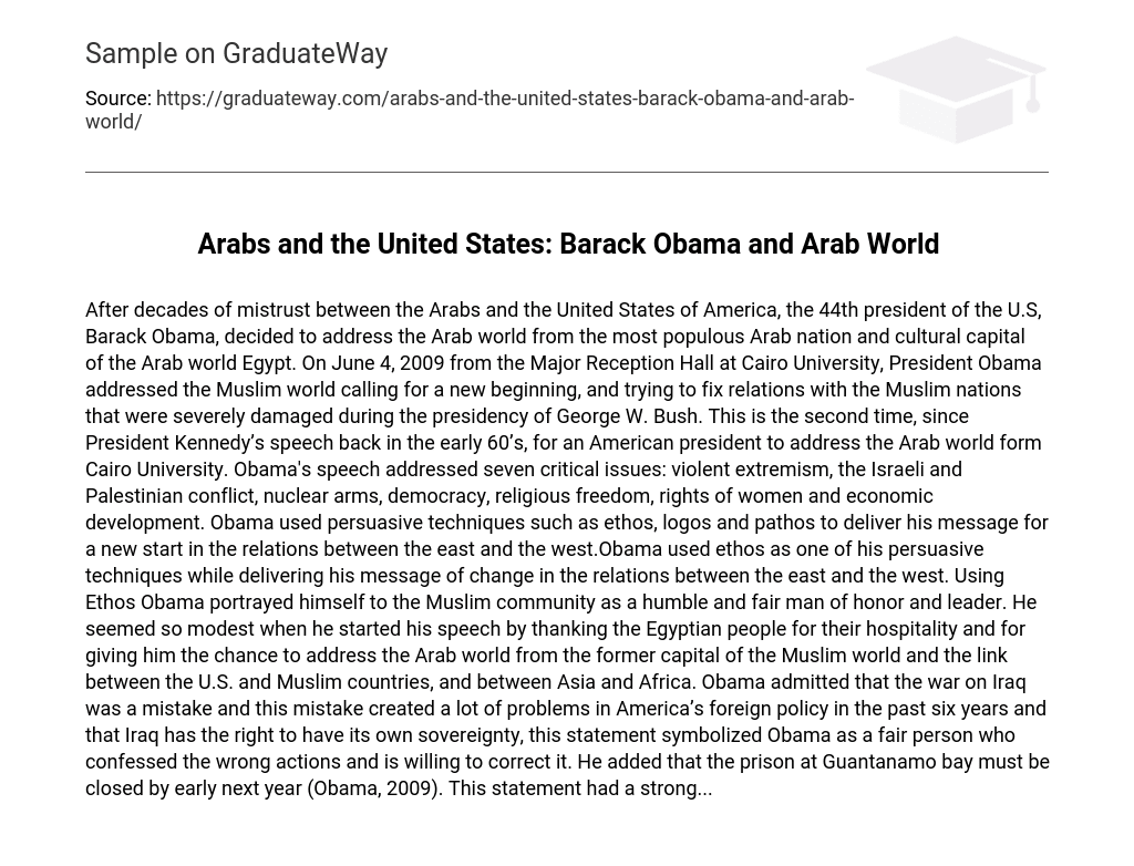 Arabs and the United States: Barack Obama and Arab World