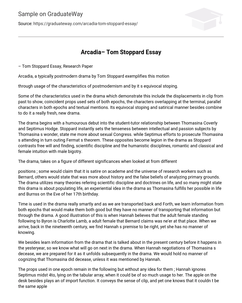 Arcadia – Tom Stoppard Short Summary