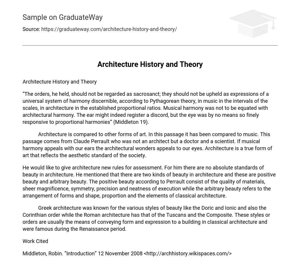 Architecture History and Theory