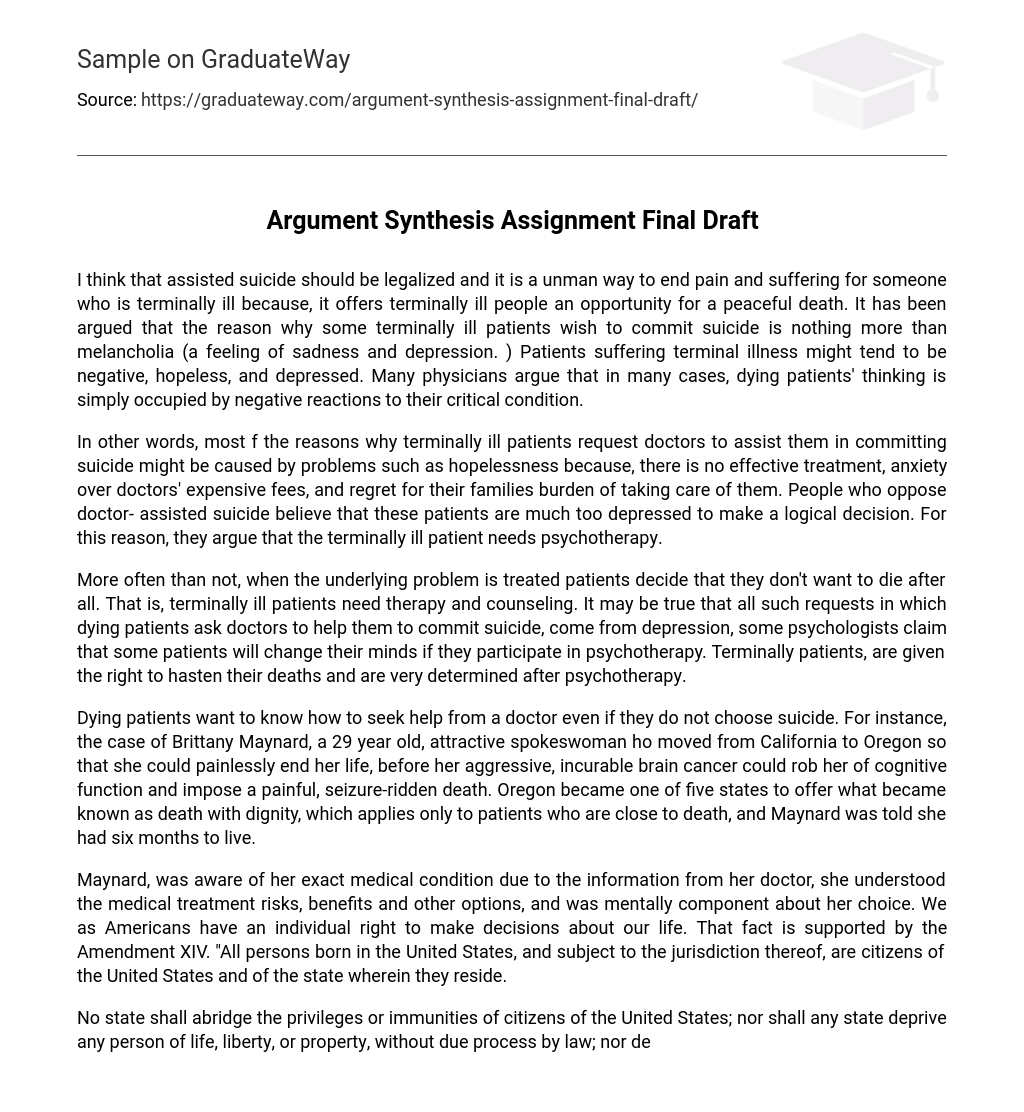 Argument Synthesis Assignment Final Draft
