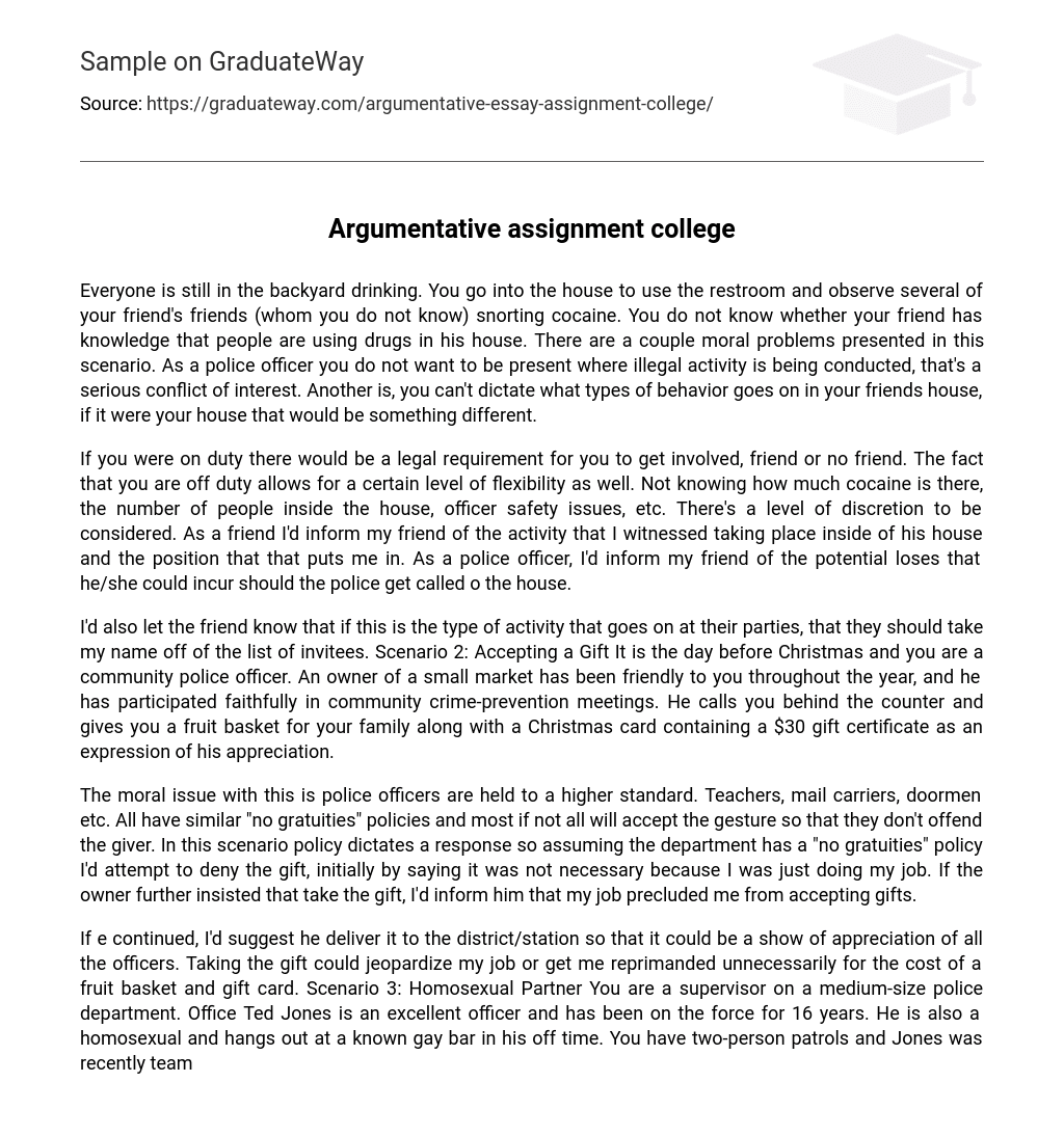 Argumentative assignment college
