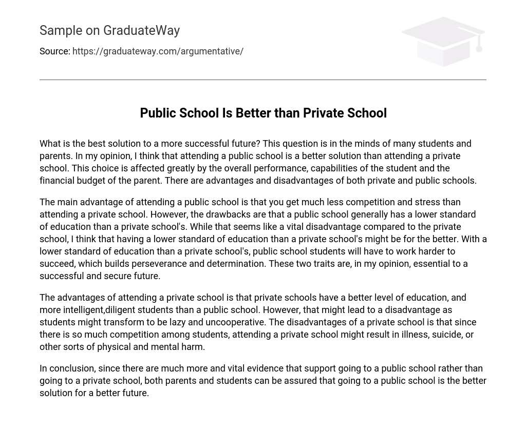 Public School Is Better than Private School Argumentative Essay