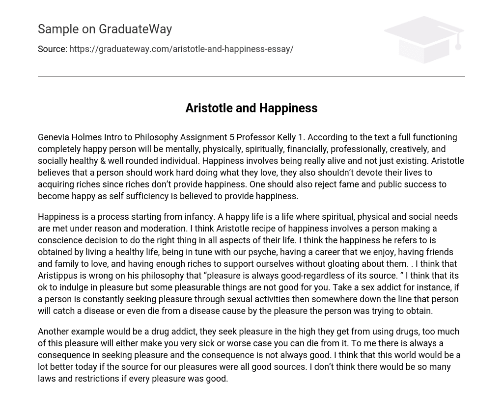 Aristotle and Happiness