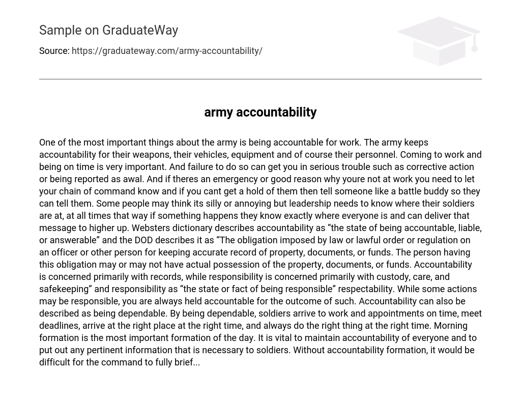 500 word essay on accountability in the army
