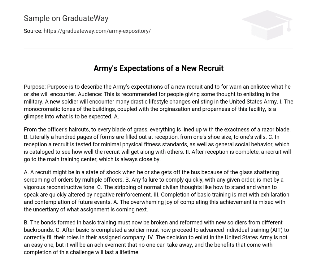 Army’s Expectations of a New Recruit