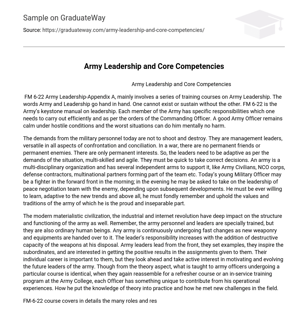 Army Leadership and Core Competencies
