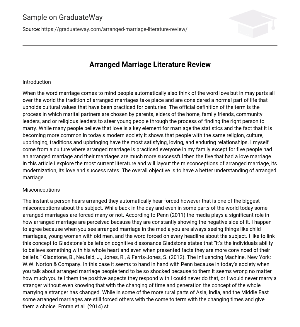 Arranged Marriage Literature Review