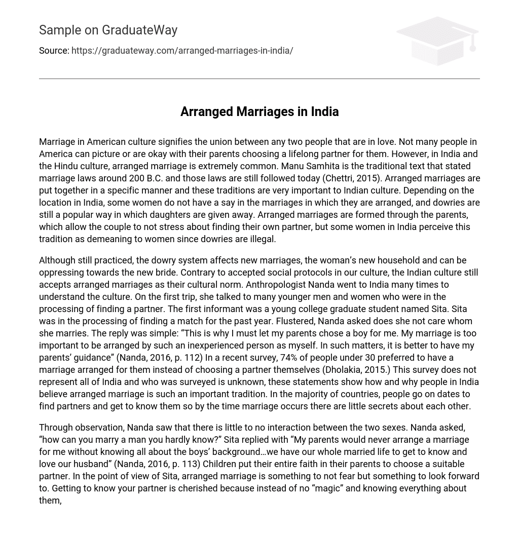arranged marriage in india essay