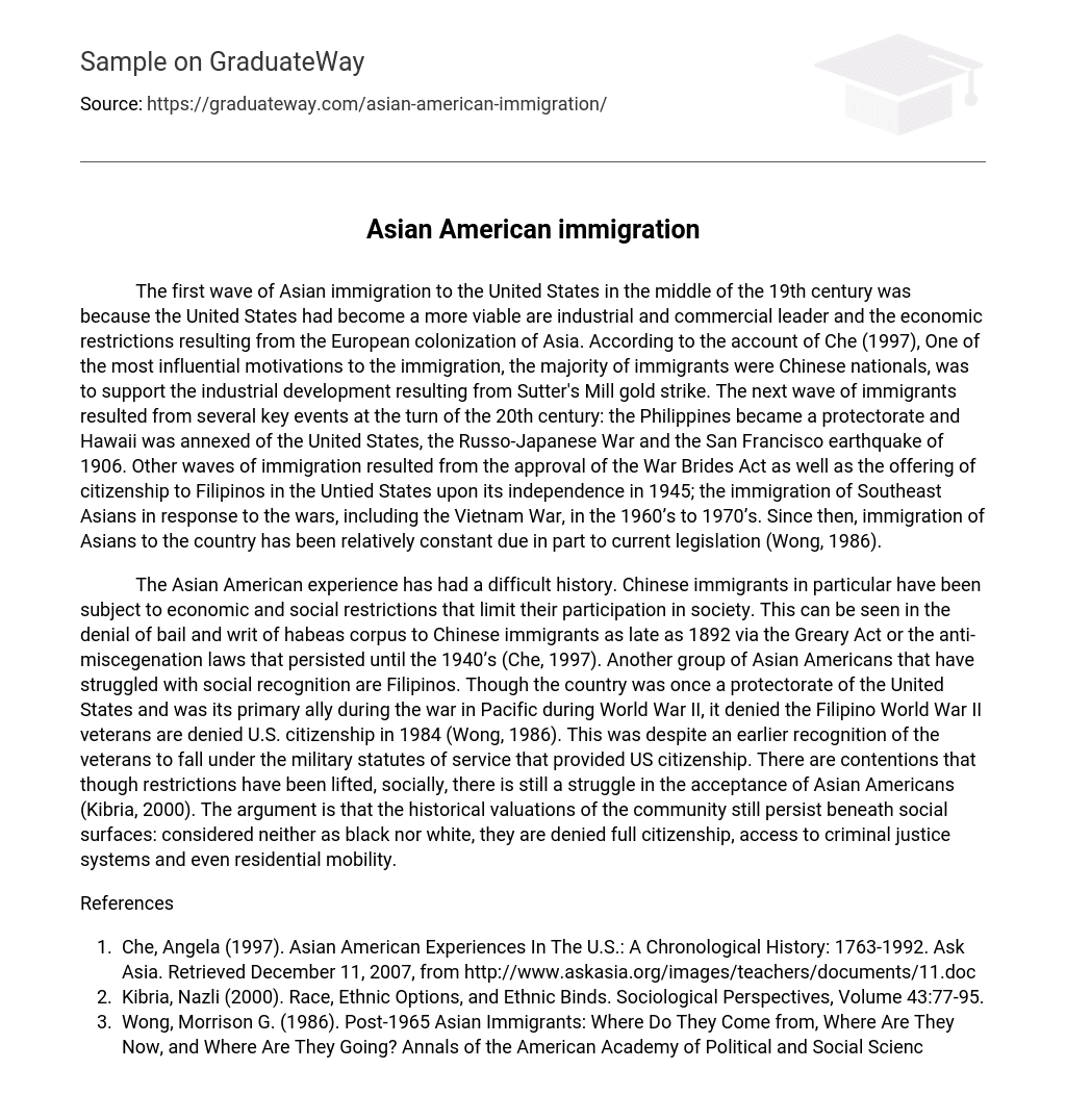 Asian American immigration