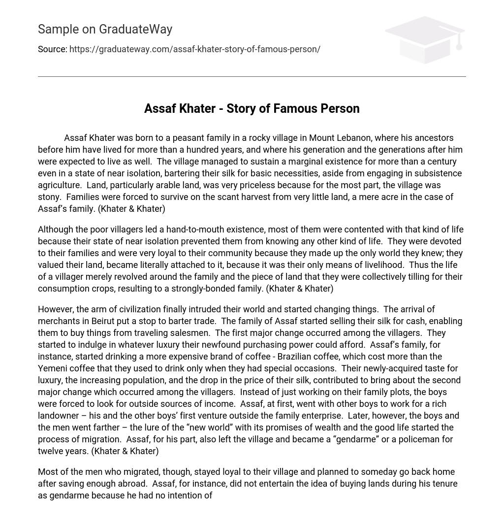 Assaf Khater – Story of Famous Person