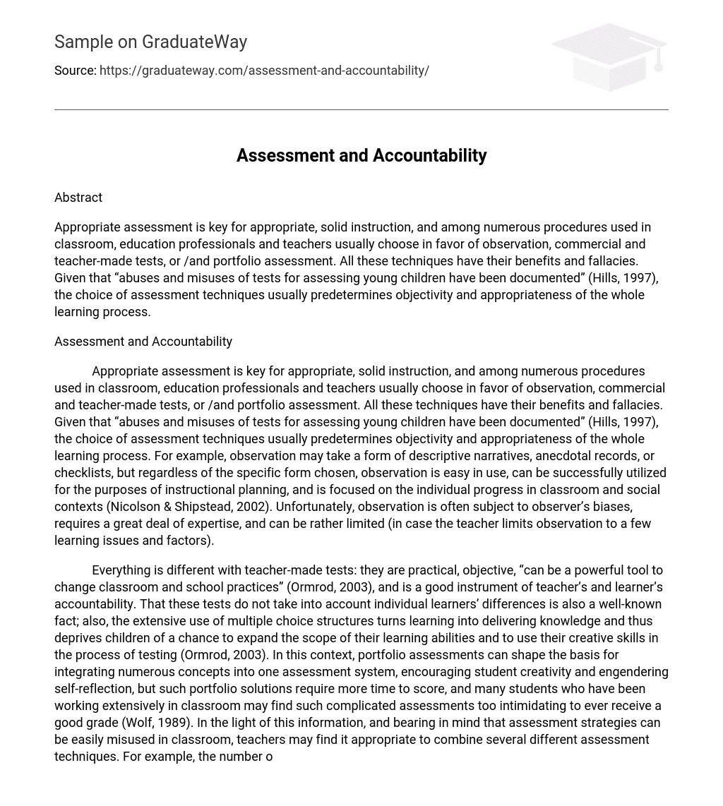 Assessment and Accountability