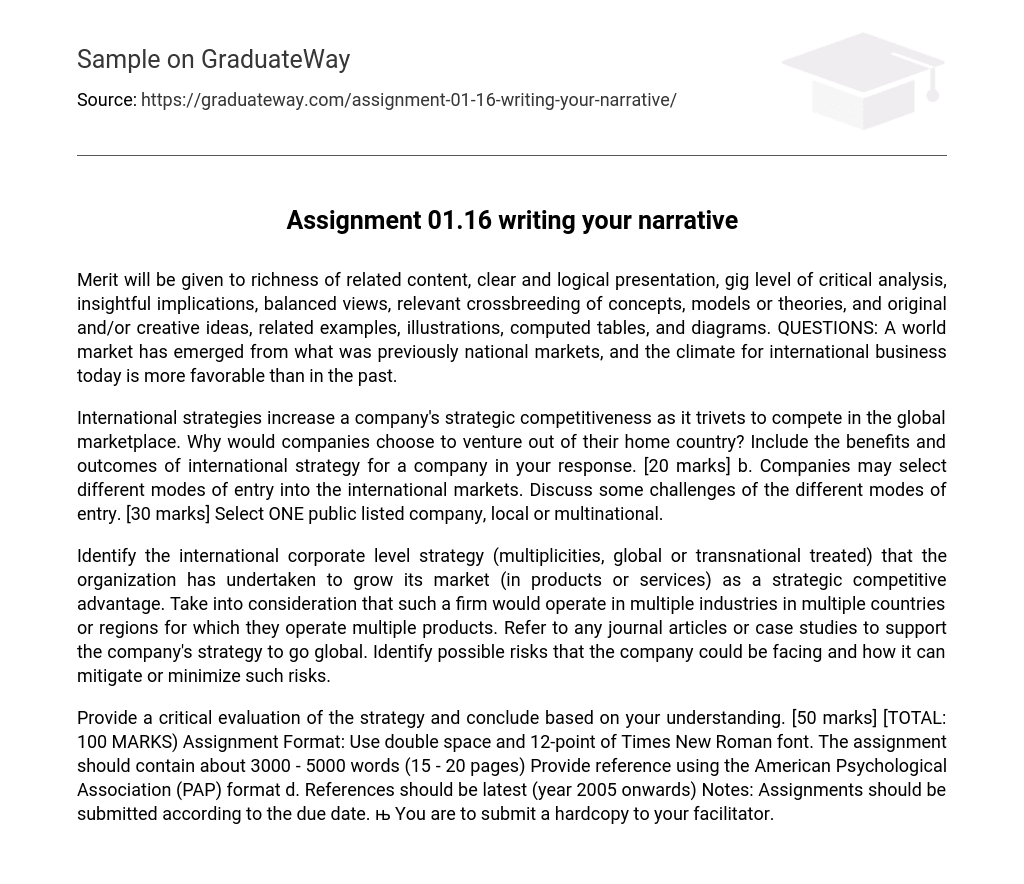 Assignment 01.16 writing your narrative
