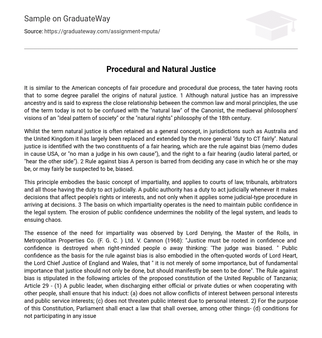 Procedural and Natural Justice