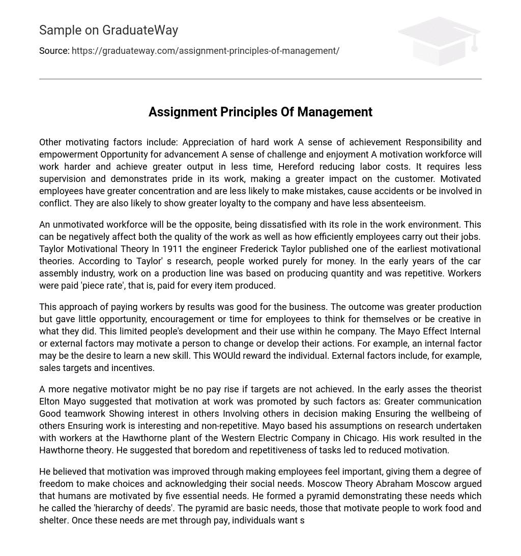 assignment about management