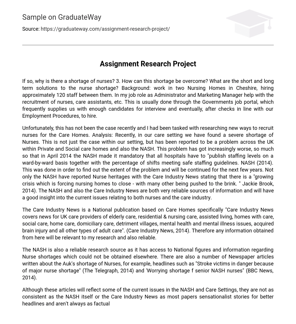 Assignment  Research Project