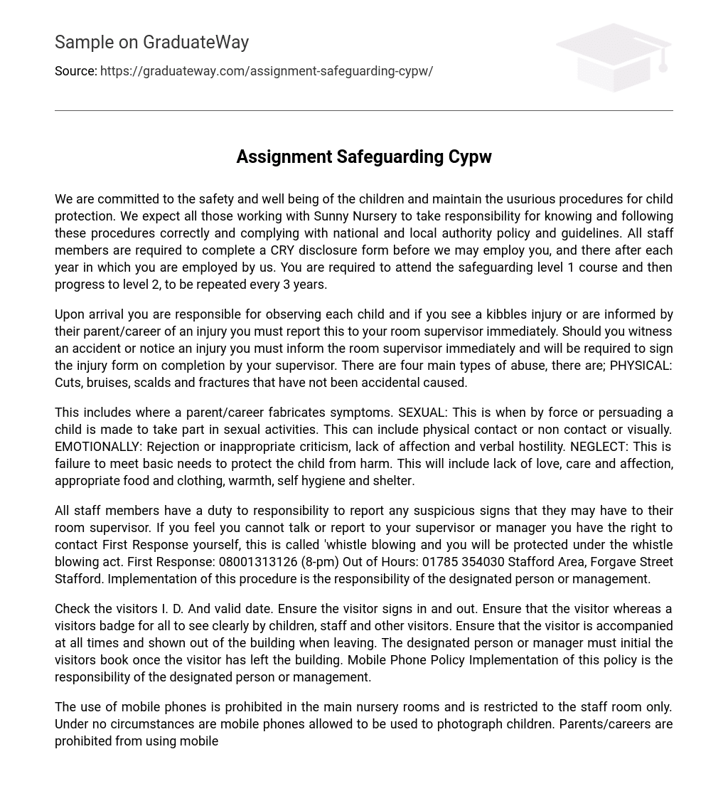 Assignment Safeguarding Cypw