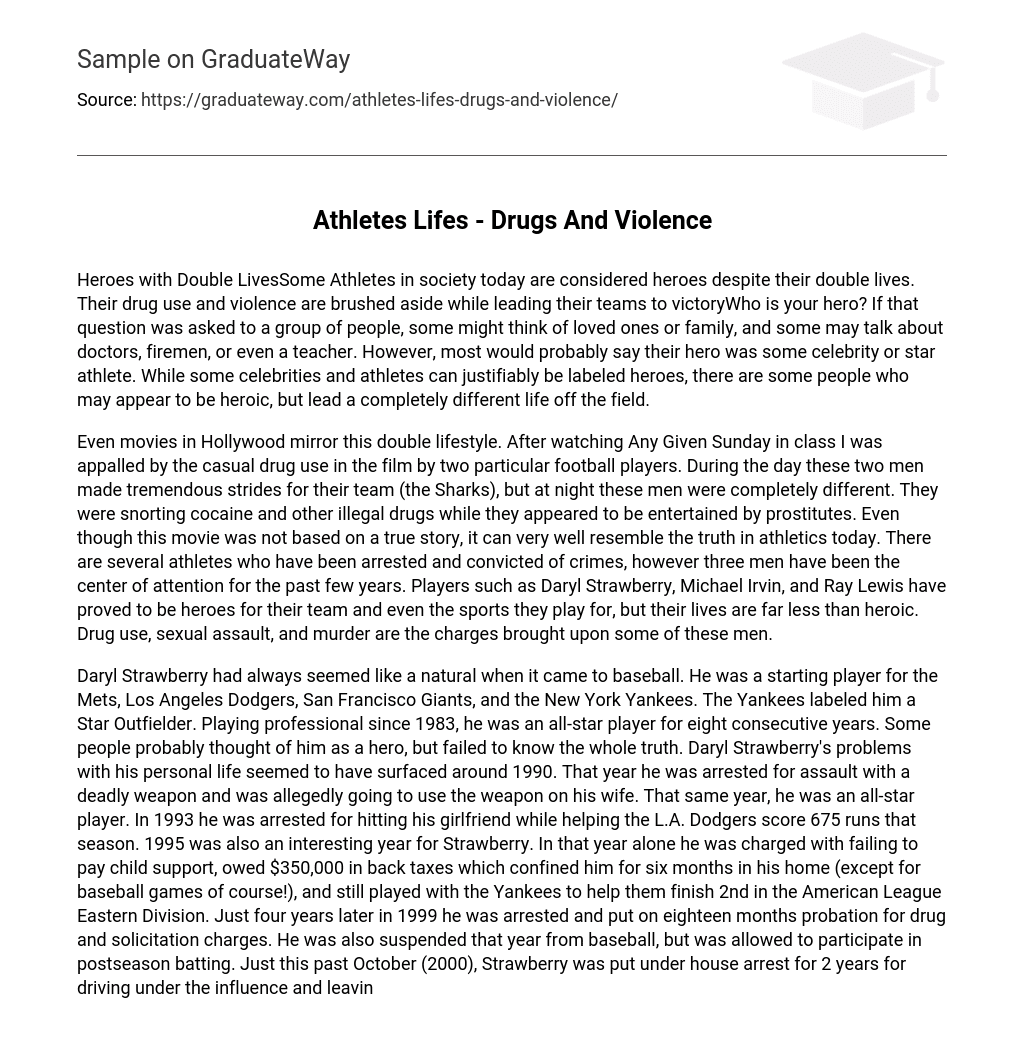 Athletes Lifes – Drugs And Violence
