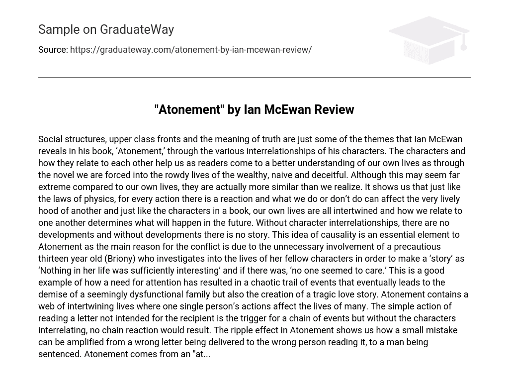 “Atonement” by Ian McEwan Review