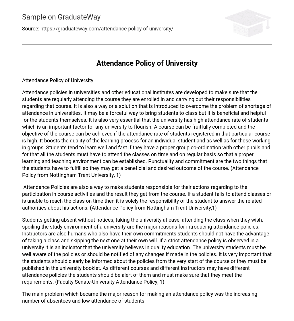 Attendance Policy of University