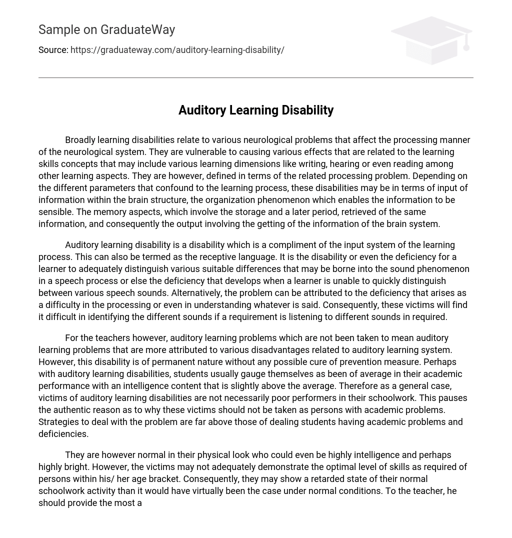 Auditory Learning Disability