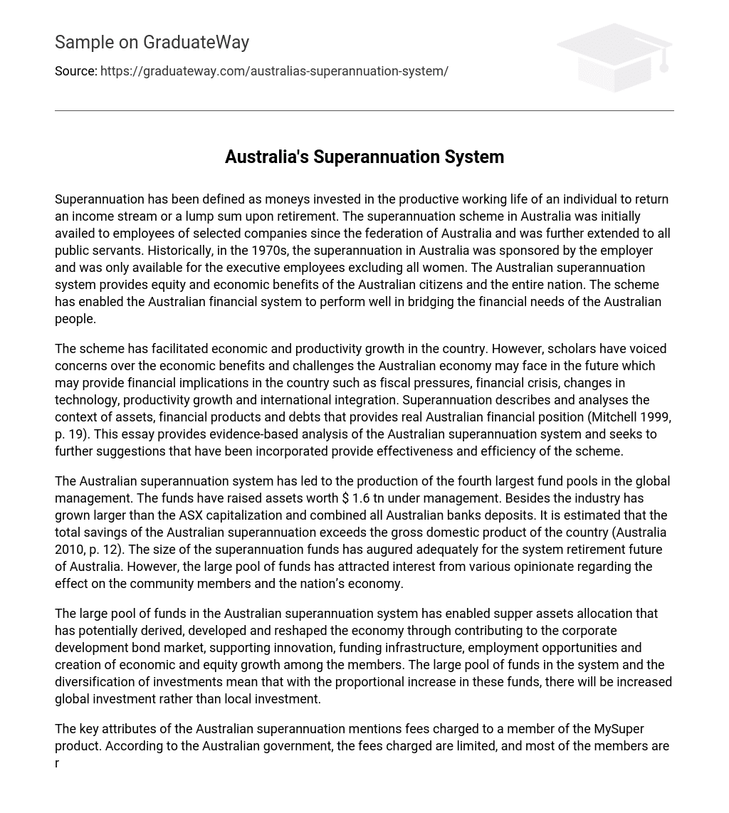 Australia’s Superannuation System