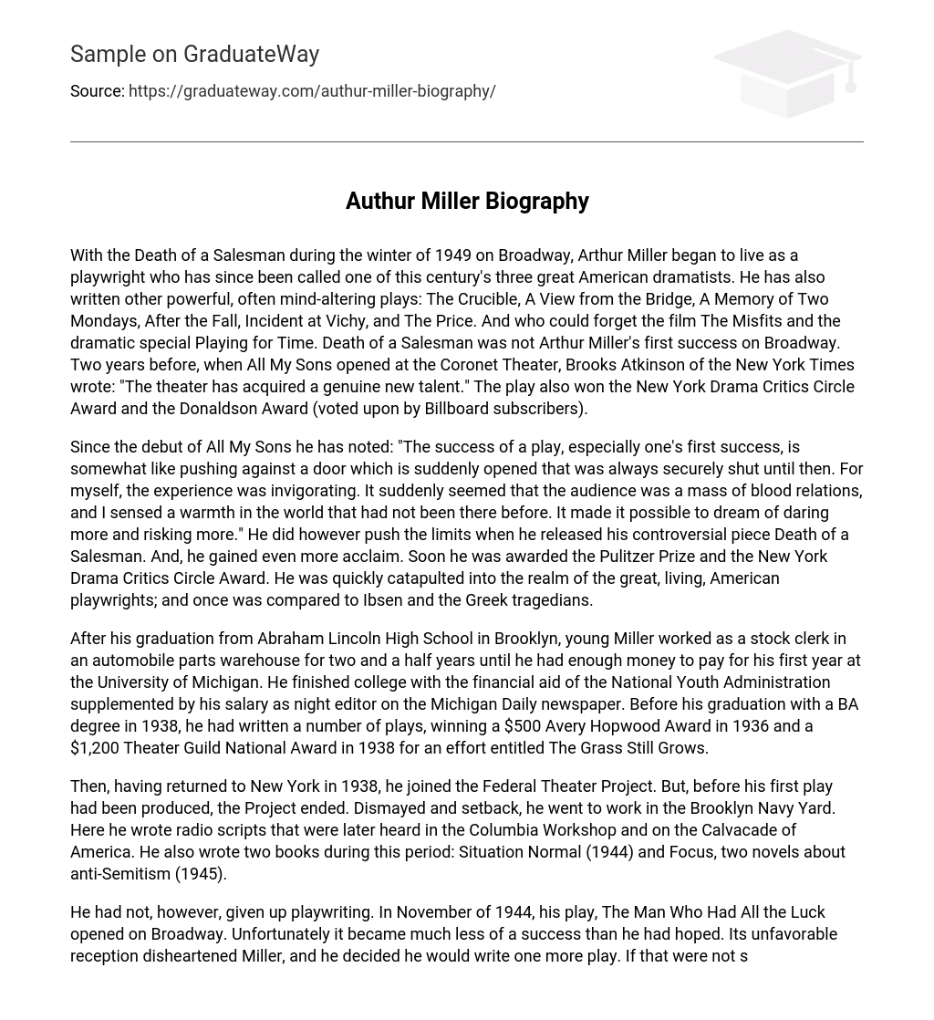 Authur Miller Biography
