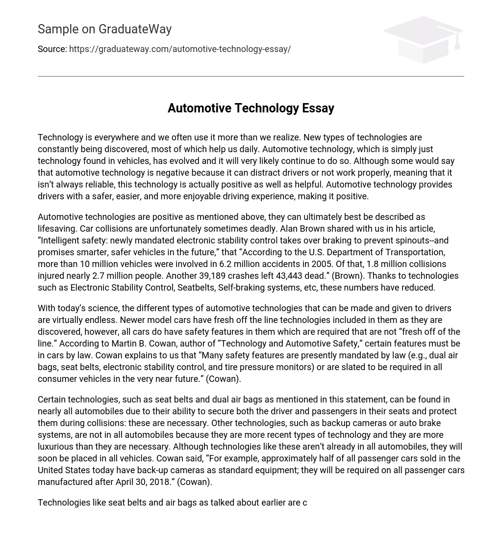 importance of automotive technology essay