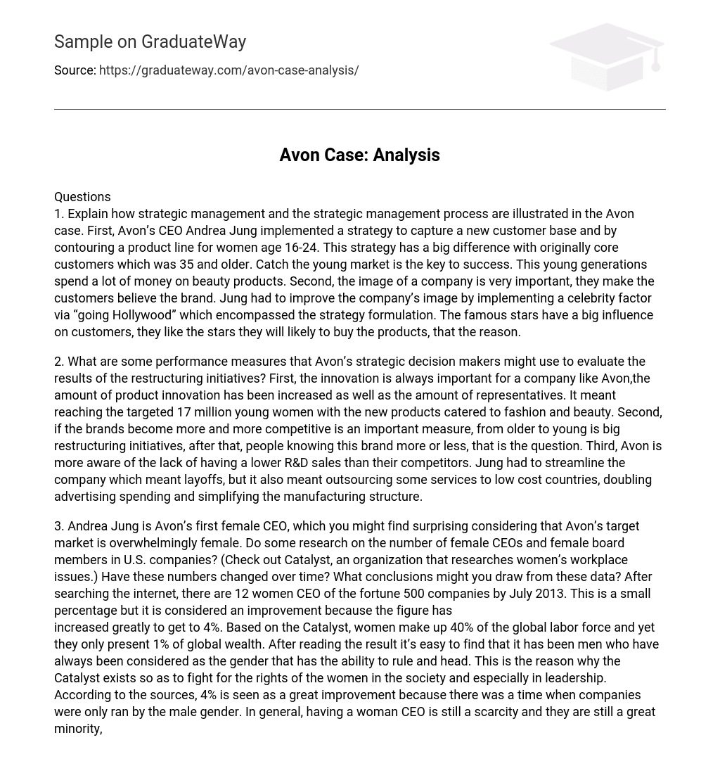 Avon Case: Analysis