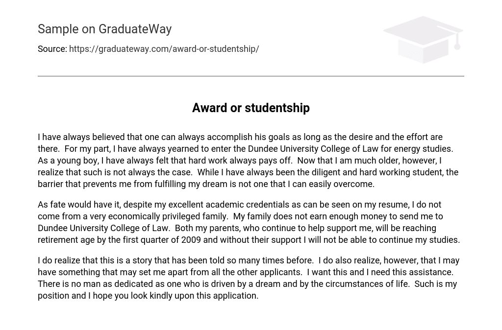 Award or studentship