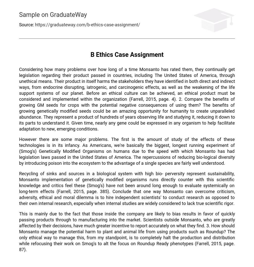 B Ethics Case Assignment