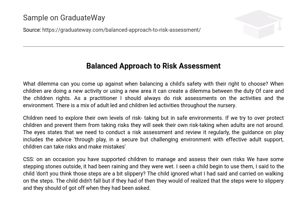 Balanced Approach to Risk Assessment